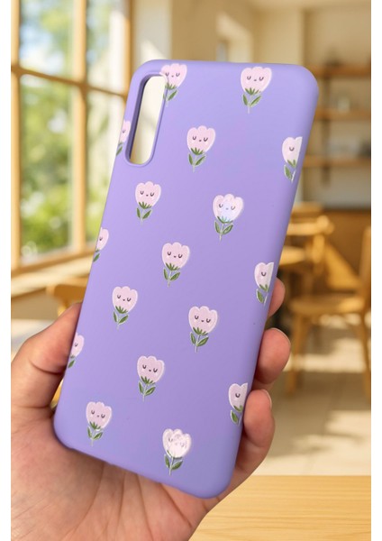 Samsung Galaxy A70 Uyumlu Mini Lale Desenli Silikon Darbe Emici Klasik Korumalı Rubber Kılıf modelleri
