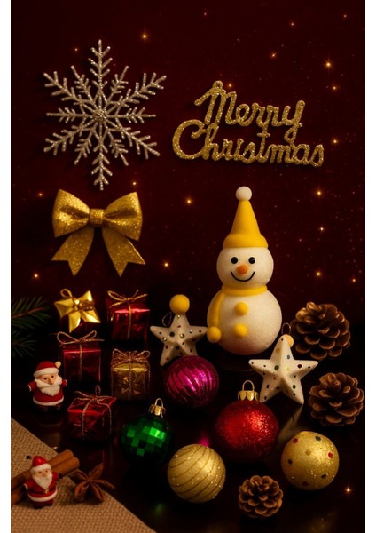 Yılbaşı Yeni Yıl Çam Ağaç Süsü 25 Parça Merry Christmas Yazılı Noel Dekoru Renkli Çam Ağacı Süsleri indirimleri