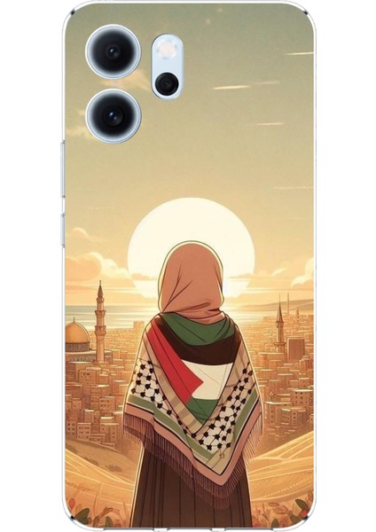 Oppo Reno 14F Uyumlu Filistine Özgürlük Kız Baskılı Silikon Kılıf