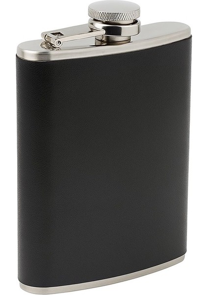 Çelik 8 Oz Siyah Deri Kaplı 240 ml Içki Matarası RD55