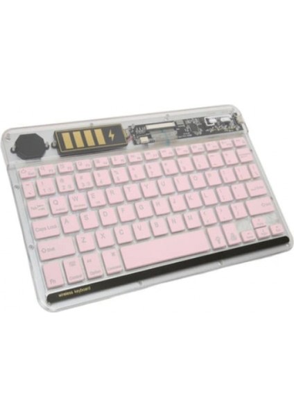 ZR612 Rgb Şeffaf Pembe Bluethooth Klavye