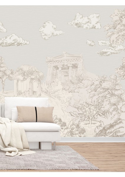 Antik Yunan Manzaralı Tek Parça Duvar Kağıdı -Isı ve Ses Yalıtımı Yırtılmaz
