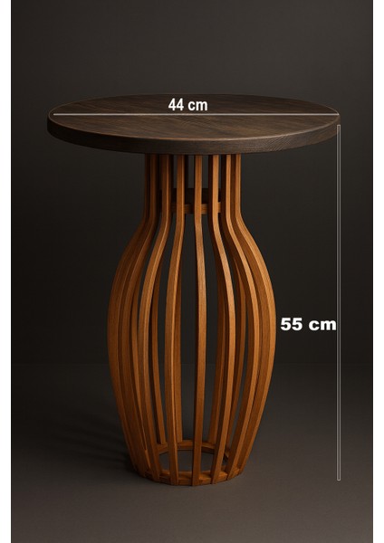 Palermo Yuvarlak Modern Klasik Rustik Retro Vintage Naturel Dekoratif Ahşap Çıtalı Yan Mantar Sehpa fiyatları