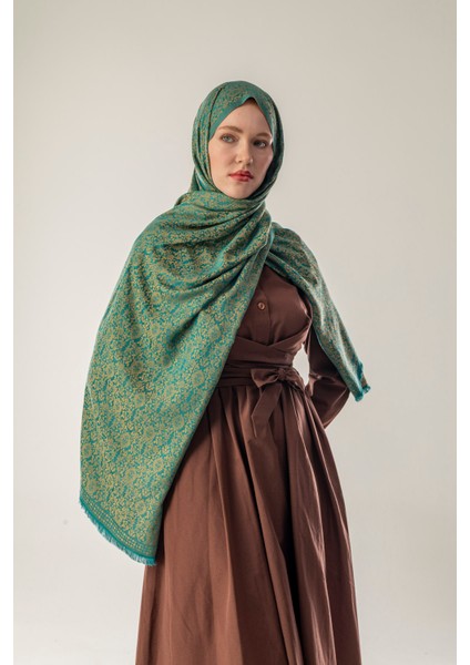 Olive Dusk Desenli Dokuma Pamuk Şal