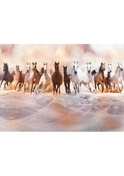 3D Koşan Atlar Desenli Isı ve Ses Yalıtımlı Sağlıklı Tekstil Duvar Kağıdı modelleri