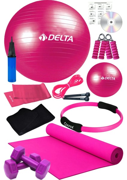 12 Li Pilates Çemberi Seti Pilates Minderi 1kg Dambıl Plates Topu Seti Jimnastik Lastiği fiyatları