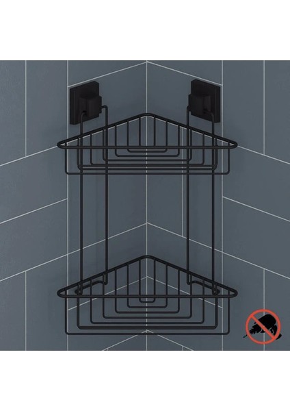 Banyo Köşe Rafı Kendinden Yapışkanlı 2 Katlı Easyfix Siyah EF257 fiyatları
