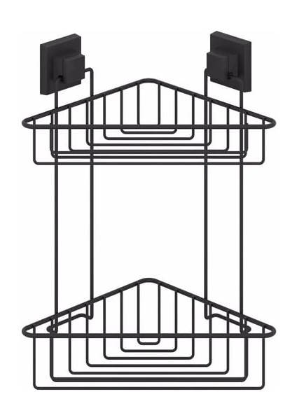 Banyo Köşe Rafı Kendinden Yapışkanlı 2 Katlı Easyfix Siyah EF257 modelleri