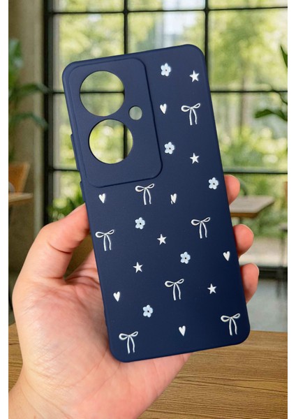 Oppo Reno 11F Uyumlu Mini Fiyonk Desenli Silikon Darbe Emici Klasik Korumalı Rubber Kılıf