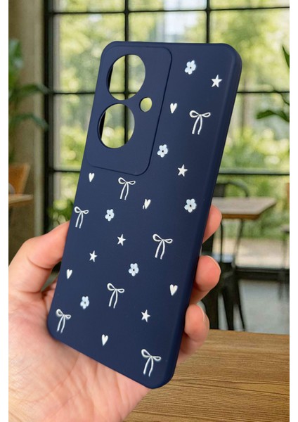 Oppo Reno 11F Uyumlu Mini Fiyonk Desenli Silikon Darbe Emici Klasik Korumalı Rubber Kılıf modelleri