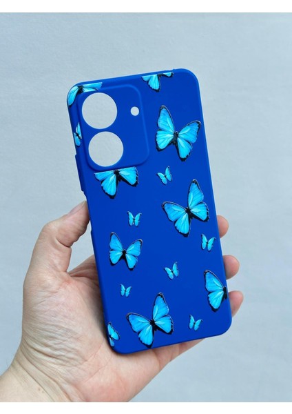 Redmi 13C-KELEBEK Desenli Lansman Kamera Korumalı Yumuşak Silikon Rubber Kılıf