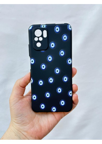 Redmi Note 10/10S Uyumlu Nazar Boncuk Desenli Silikon Darbe Emici Klasik Korumalı Rubber Kılıf fiyatları