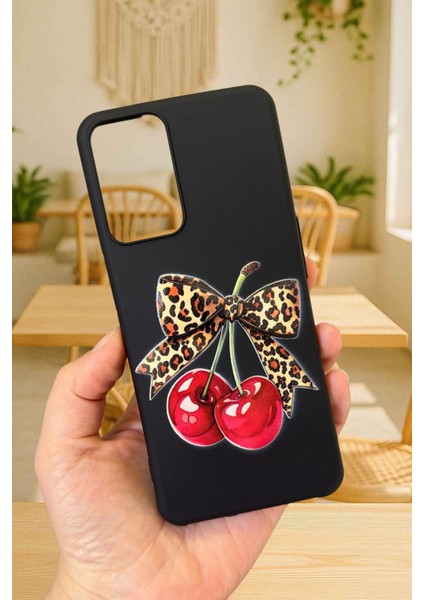 Samsung Galaxy A71 Uyumlu Kiraz Leopar Fiyonk Desenli Silikon Darbe Emici Rubber Kılıf