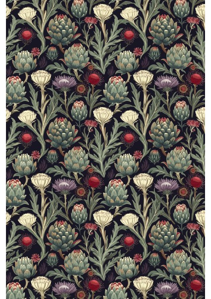 Çiçek Desenli Karma Duvar Kağıdı -Isı ve Ses Yalıtımı Yırtılmaz