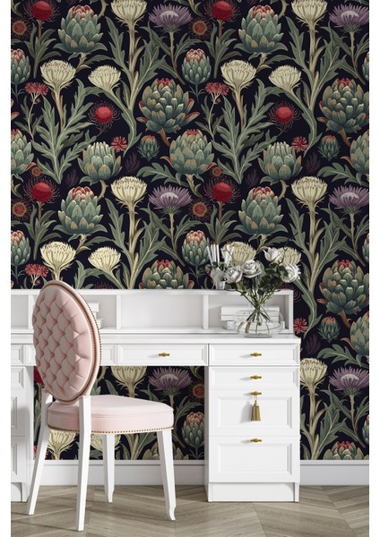 Çiçek Desenli Karma Duvar Kağıdı -Isı ve Ses Yalıtımı Yırtılmaz modelleri