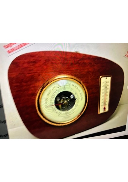 Fransız Derece ve Barometre Ahşap Kaidesinde 22 cm 16 cm Ölçülerinde fiyatları