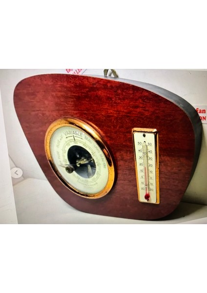 Fransız Derece ve Barometre Ahşap Kaidesinde 22 cm 16 cm Ölçülerinde fırsatları