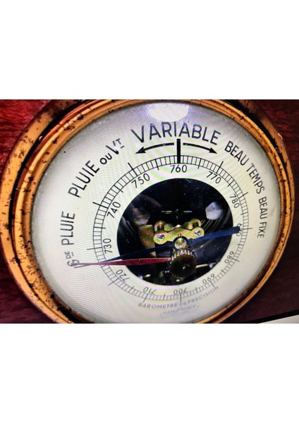 Fransız Derece ve Barometre Ahşap Kaidesinde 22 cm 16 cm Ölçülerinde indirimleri