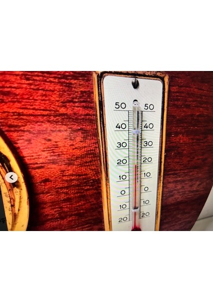 Fransız Derece ve Barometre Ahşap Kaidesinde 22 cm 16 cm Ölçülerinde