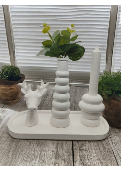 C45 Dekoratif Vazo, Mumluk ve Geyik Figürü