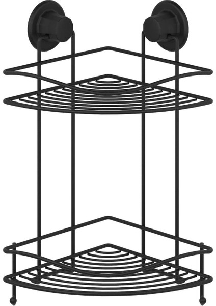Banyo Köşe Rafı Vakumlu Paslanmaz 2 Katlı Kancalı Siyah fiyatları