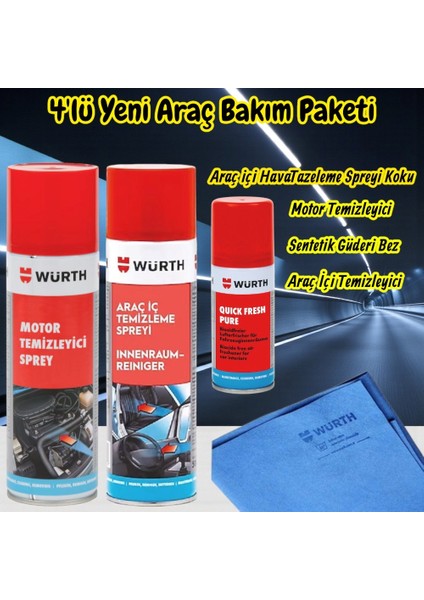 Yeni Araç (Motor Temizleme,araç Içi,quick Fresh,bez) Bakım Paketi 4'lü