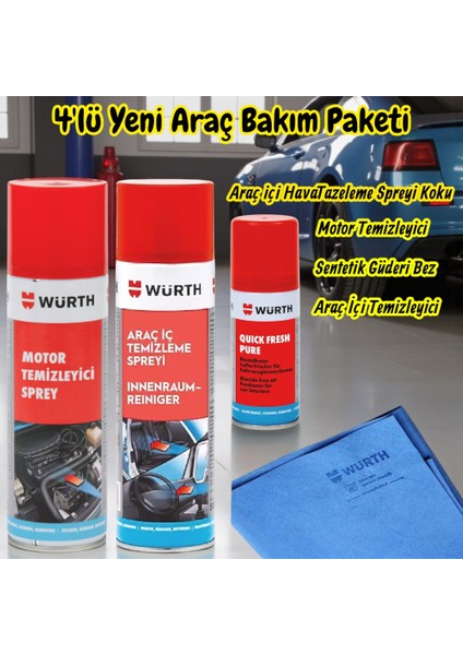 Yeni Araç (Motor Temizleme,araç Içi,quick Fresh,bez) Bakım Paketi 4'lü fiyatları