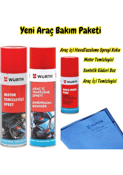 Yeni Araç (Motor Temizleme,araç Içi,quick Fresh,bez) Bakım Paketi 4'lü indirimleri