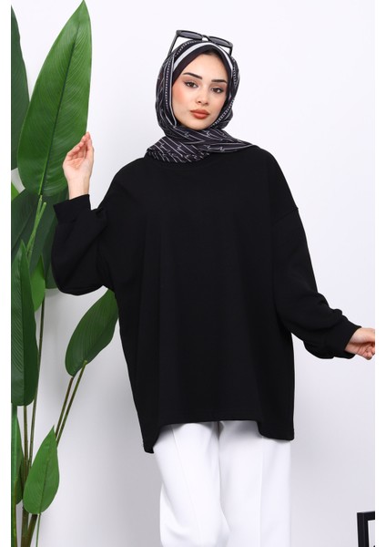 Siyah Balon Kol Oversize Sweatshirt modelleri