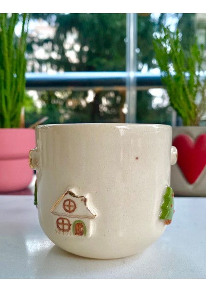 El Yapımı Seramik Gerçek 24K Altın Dekorlu Yılbaşı Temalı 2 Kupa fiyatları