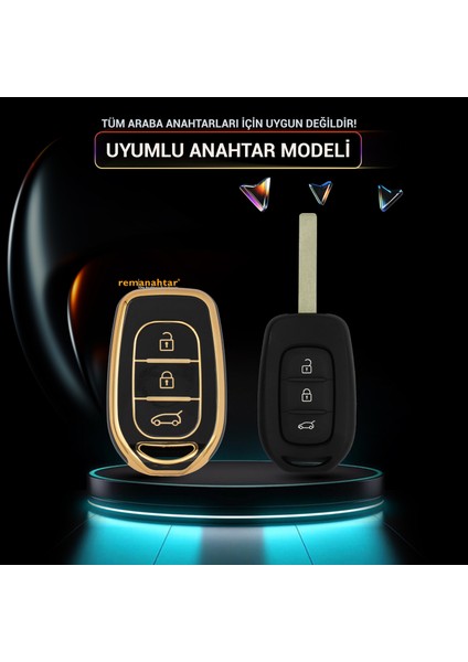 Duster Logan Sandero Symbol Uyumlu 3 Buton Nano Anahtar Kılıfı - Siyah fiyatları