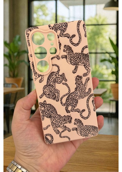 Samsung Galaxy S25 Ultra Uyumlu Leopar Desenli Silikon Darbe Emici Klasik Korumalı Rubber Kılıf