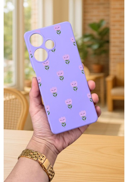 Infinix Hot 30 - Mini Lale Desenli Silikon Darbe Emici Klasik Korumalı Rubber Kılıf