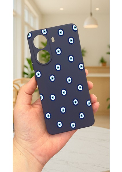 Xiaomi Poco X7 Pro Nazar Boncuk Desenli Silikon Darbe Emici Klasik Korumalı Rubber Kılıf