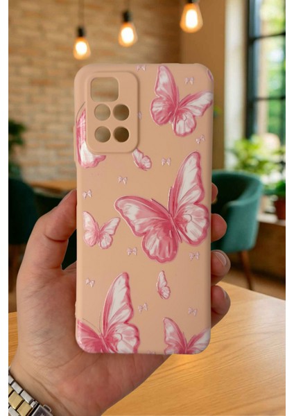 Xiaomi Redmi 10 2022 Pembe Kelebek Desenli Silikon Darbe Emici Klasik Korumalı Rubber Kılıf fiyatları
