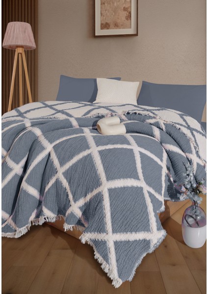 Çift Taraflı, Baklava Desenli, 5 Katlı, Dolgulu Müslin Battaniye, Yorgan, 220 x 240 cm fiyatları