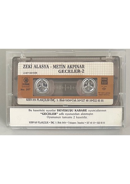 Zeki Alasya Metin Akpınar Geceler 2 Kaset (Orijinal Dönem Kağıt Baskı Kaset) fiyatları