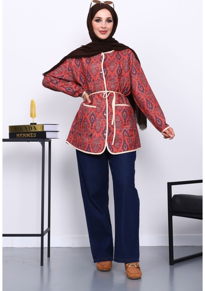 Bordo Etnik Desenli Cepli Ceket fiyatları