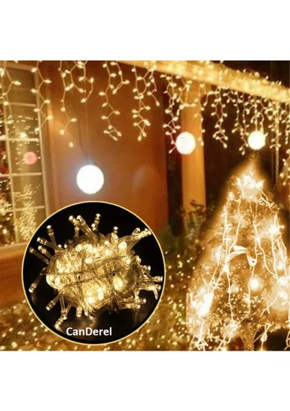 Sarı LED Işık 8 Fonksiyonlu Perde LED 4 Metre 50X60X70 Saçak Gün Işığı - 96 Ledli Saçaklı LED fırsatları