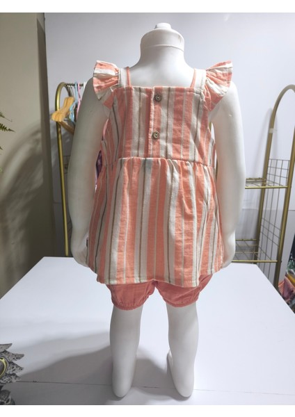 Kız Bebek Alt-Üst Şortlu Takım %100 Pamuk Müslin Tarz Tasarım Premium, Lila Şeftali modelleri