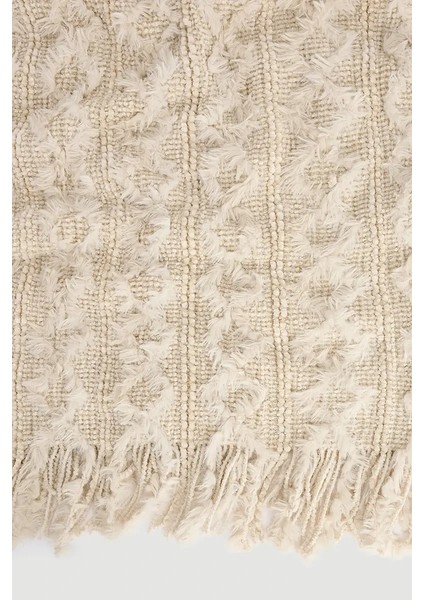 Püsküllü Örgü Şal - Ekru fiyatları