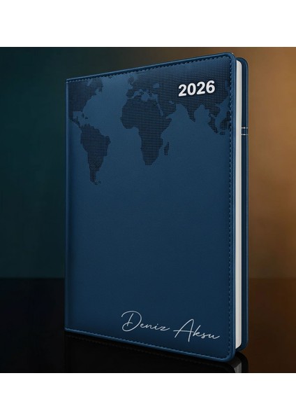 Kişiye Özel Isimli Termo Sert Kapak 2026 Lacivert Ajanda -15, Öğretmenler Günü Hediyesi, Yeni Iş Hediyesi