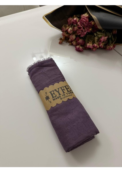 Ütü Gerektirmeyen Mor Renkli Bambu Kraş Şal