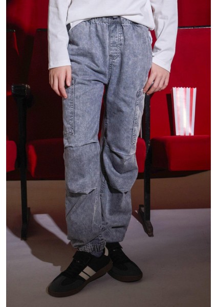 Erkek Çocuk 8-16 Yaş Kargo Cep Yumuşak Denim Jogger Gri fiyatları