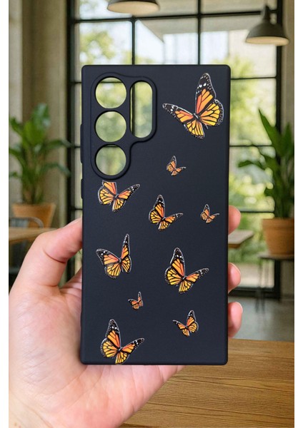 Samsung Galaxy S24 Ultra-Turuncu Kelebek Desenli Silikon Darbe Emici Klasik Korumalı Rubber Kılıf fiyatları
