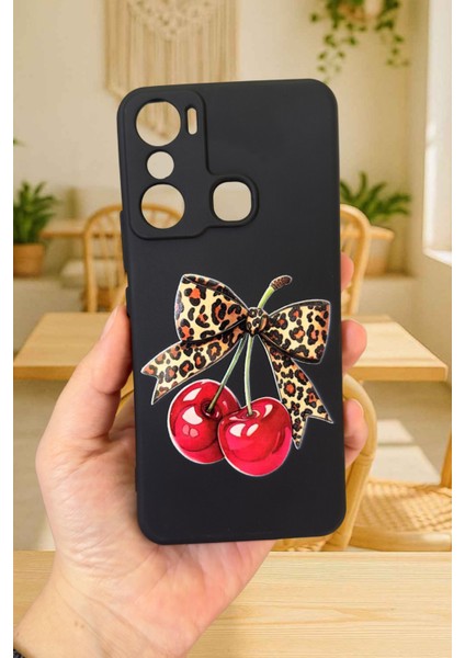 Infinix Hot 20i Uyumlu Kiraz Leopar Fiyonk Desenli Silikon Darbe Emici Rubber Kılıf fiyatları