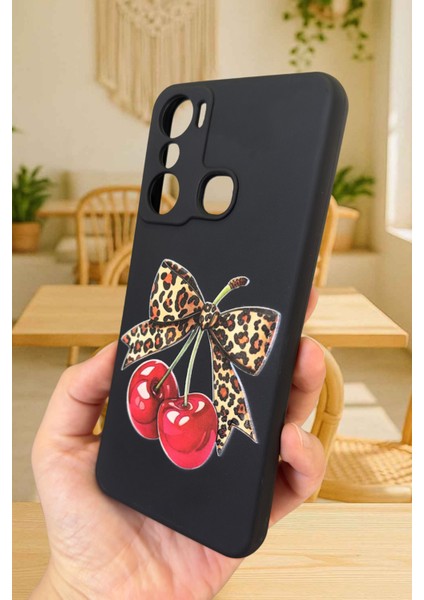 Infinix Hot 20i Uyumlu Kiraz Leopar Fiyonk Desenli Silikon Darbe Emici Rubber Kılıf modelleri