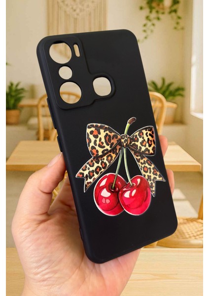 Infinix Hot 20i Uyumlu Kiraz Leopar Fiyonk Desenli Silikon Darbe Emici Rubber Kılıf fırsatları