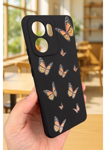 Oppo Reno 13 F Uyumlu Turuncu Kelebek Desenli Silikon Darbe Emici Klasik Korumalı Rubber Kılıf fırsatları
