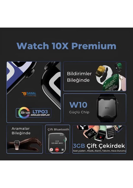 Watch 10X Premium Akıllı Saat Metal Kordonlu Seri modelleri